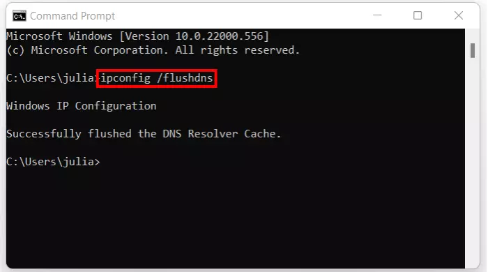 Imagen: Windows 11: borrar la caché DNS a través de la línea de comandos
